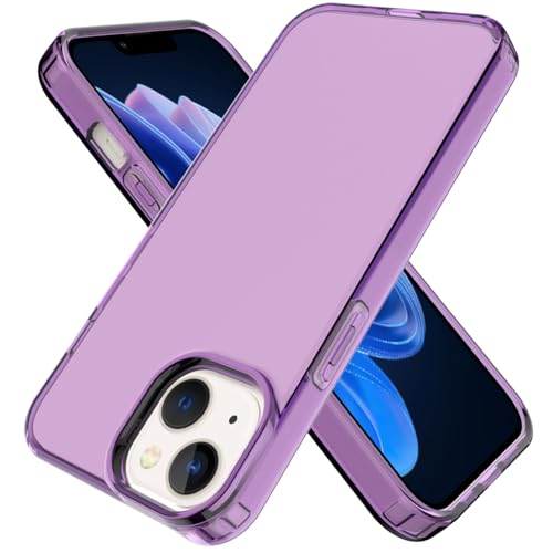 Phone Case for iPhone 14 Clear, [Crystal Clear][Non-Yellowing] Slim Shockproof Reinforced Drop Protective Flexible TPU Back Cover Phone Case for iPhone 14 Protective Case(Purple) - color: Purple