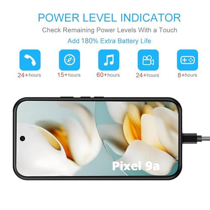 Battery Case for Google Pixel 9a, Upgraded 10000mAh Portable Protective Charging Case with Wireless Charging Compatible for Google Pixel 9a (6.3 inch) Battery Pack Charger Case with Carplay (Black) - size: Google Pixel 9a -10000mAh