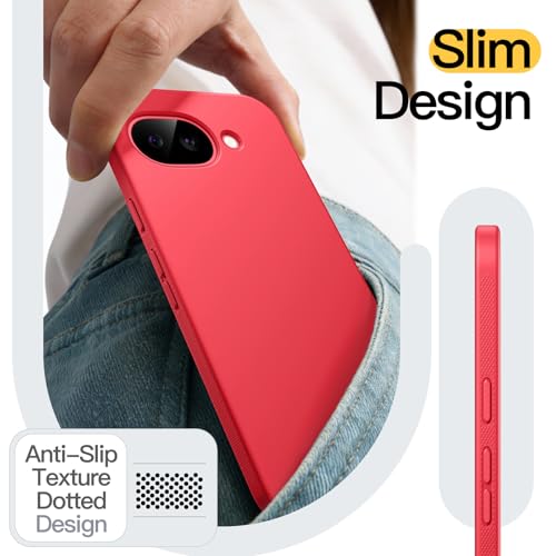 JETech Slim Case for Google Pixel 10a, Anti-Slip, Berry | Soft TPU Design, Matte Finish, Shockproof Protection - color: Berry