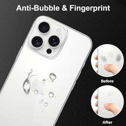 [3 Pack] Screen Protector for iPhone 16 Pro Max - Front and Back Tempered Glass Protective Film (6.9")