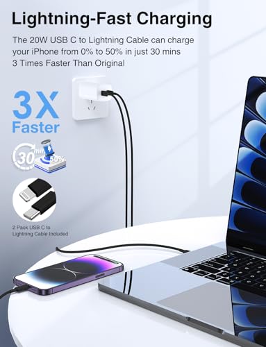 USB C to Lightning Cable [Apple MFi Certified] - 2Pack 6/10FT - Black - color: Black, size: 6ft+10ft
