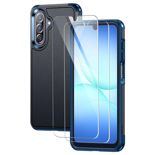 Lanhiem for Samsung Galaxy A17 5G Phone Case with 2 Tempered Glass Screen Protector, Shock Absorption, Anti-Scratch Shockproof Case Cover for Samsung A17 4g/5g, Blue - color: Blue-3 in 1, size: 6.7'' for A17