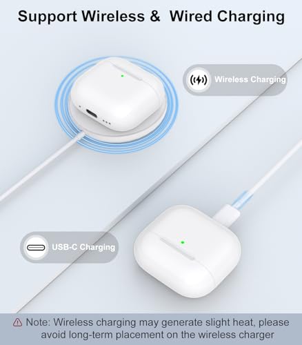 Wireless Charging Case Compatible with AirPods 4,with Gray Cloth (C Port) | Replacement Case with Bluetooth Pairing Sync Button, Earbuds Not Included