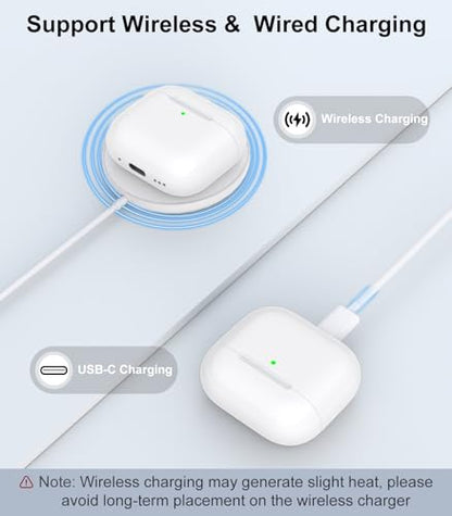 Wireless Charging Case Compatible with AirPods 4,with Gray Cloth (C Port) | Replacement Case with Bluetooth Pairing Sync Button, Earbuds Not Included