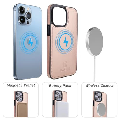 Bocasal for MagSafe Wallet Case Card Holder for iPhone 14 Pro Max Rose Gold - color: Rose Gold for MagSafe