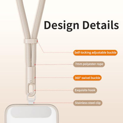 saxsion Lanyard for Phone, Self-Locking Phone Wrist Strap with 0.4mm Ultra-Thin Clip & 360° Hook, Anti-Drop and anti theft phone Strap (Camel) - color: Camel