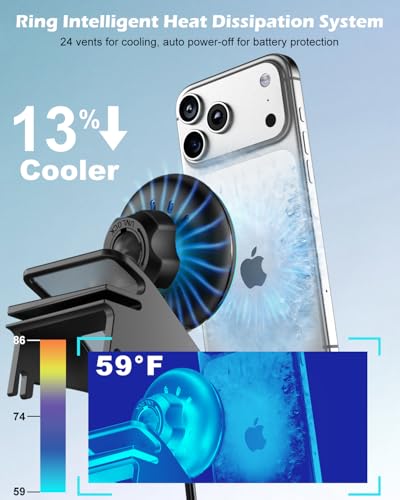 CloudValley Magnetic Qi2 15W Wireless Charger Phone Mount for Tesla Model 3 Highland Model Y Juniper, Strong Grip, 360° Adjustable, Dashboard Car Charger Holder 2025, Design for iPhone MagSafe 17-12 - size: Qi2 15W - Tesla Mount