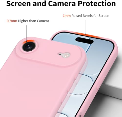 Compatible with iPhone Air Case, Shockproof Liquid Silicone Protective Phone Case with Soft Anti-Scratch Microfiber Lining Ultra Slim Drop Protection Phone Cover (Pink) - color: Pink, size: for iPhone Air