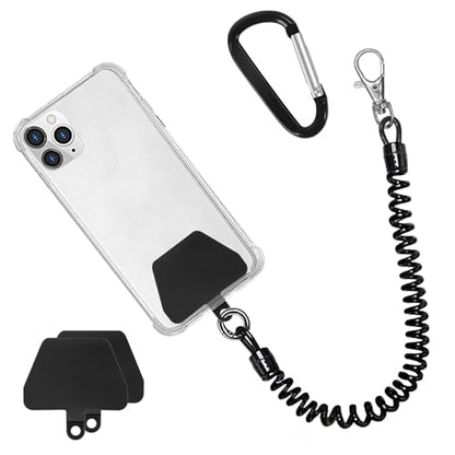 Doormoon Phone Tether Anti Theft, Phone Lanyard With Heavy Duty Carabiner - color: Black - 1 Pack With Tpu Patch