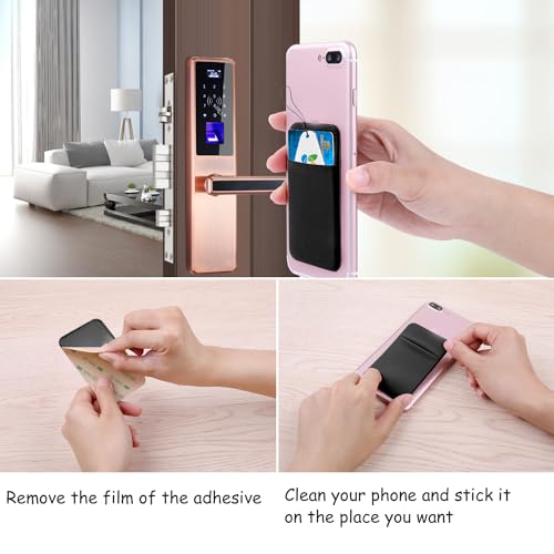 Costyle 4 Pack Slim Adhesive Cell Phone Card Holder Pocket Back of Phone - color: Black,Black,Black,Black