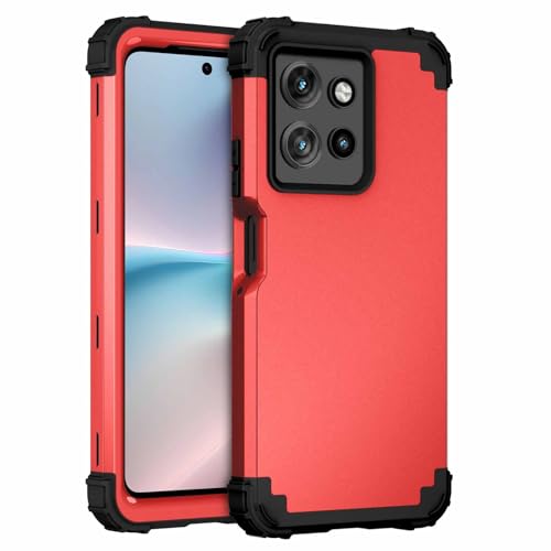 Phone Case for Motorola Moto G Power 2025/Moto G Play 5G 2025 Hard Cover Shockproof Soft Silicone Bumper Hybrid Three Layer Heavy Duty Grip Rugged Protective Cell GPower GPlay XT2515-1 Red - color: Red