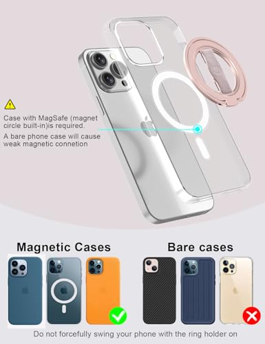 EWA MagOne 3rd Gen [Compatible with MagSafe] Phone Grip Stand with Finger Strap, Removable Magnetic Ring Holder Kickstand Loop for iPhone 17,16,15,14,13,12 Series (Pink) - color: Pink
