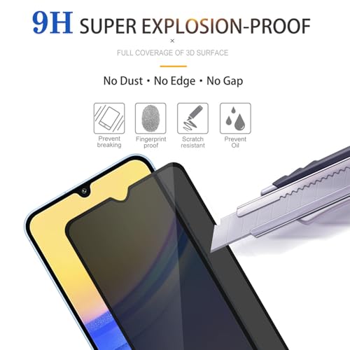 3 Pack Privacy Screen Protector for Samsung Galaxy A15 5G - color: Samsung Galaxy A15
