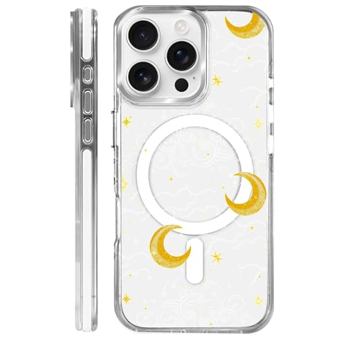 Magnetic Case for iPhone 15 Pro Design On Clear Base, Compatible with MagSafe, Slim Protective Soft TPU Bumper Phone Cover Women Girls Case for iPhone 15 Pro-Clear Celestial Moon Stars - color: Clear Celestial Moon Stars, size: iPhone 15 Pro