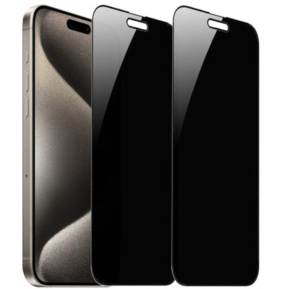 2 Pack 360 Degree Privacy Tempered Glass for iPhone 15 Pro Max Anti-Spy 4 Directions Screen Protector Film 4 Sides Anti-Peeping 6.7 inch - size: For iPhone 15 Pro Max