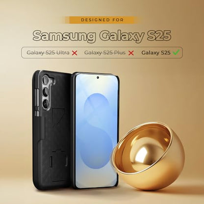 MOTIVE for Samsung Galaxy s25 Case with Belt Clip, Rigid, Kickstand | 6.2" | Ranger v1 Series, Black, 360° holster, open-top/open-bottom port access, textured grip, slim design - size: s25