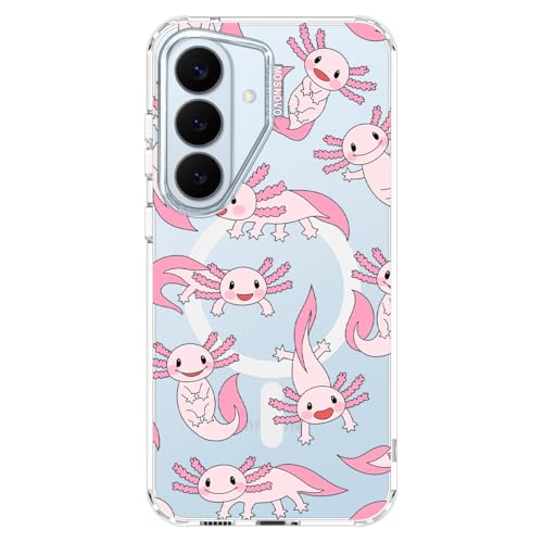 MOSNOVO for Samsung Galaxy S26 Clear Case, Fit for MagSafe, 6.6ft Military-Grade Shockproof Magnetic Protective Phone Cover,Pink Axolotl - color: Clear - Pink Axolotl, size: Samsung Galaxy S26