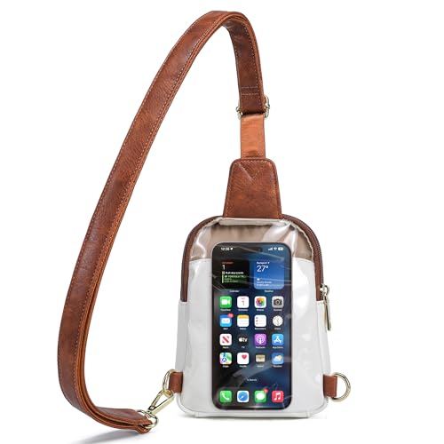 Travel Small Sling Bag for Women Anti Theft Crossbody Bags Phone Purse Cross Body Fanny Pack Over the Shoulder Bags(White Brown) - color: White Brown