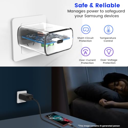 S25 S26 Ultra Charger Type C, SCRUAK 45W Super Fast USB-C Wall/Car Charger - size: 10FT+3.3FT