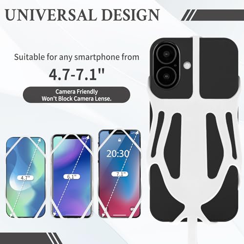 HOTEMIA Silicone Phone Lanyard Holder with Carabiner, Universal Phone Strap,Anti-Theft Phone Case with retractable tether - color: White