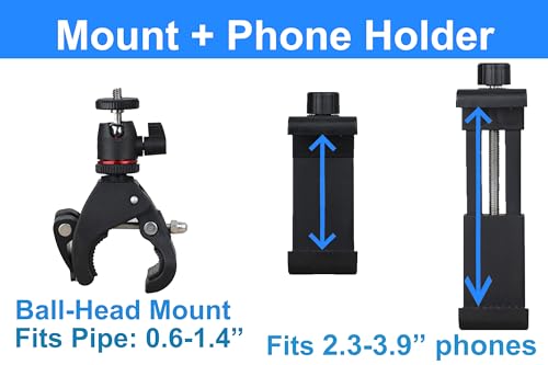 Phone Holder with Clamp for Golf Cart Universal Phone Mount Holder for Bicycle, Wheelchair, Stroller Mic Stand Phone Holder - style: Screw Adjustable Holder (0.6"-3.9" Width)