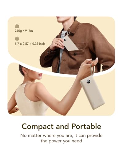 VRURC Portable Charger Power Bank,10000mAh Travel Essentials Battery Pack - color: Light Coffee