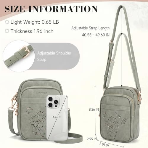Small Crossbody Bags for Women, RFID Phone Purse with Card Slots, Triple Compartments Lightweight Shoulder Bag - color: 11-green