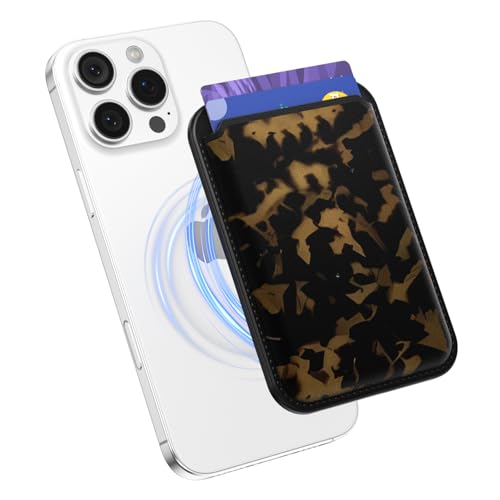 Svanove Tortoise Shell Magnetic Phone Wallet Compatible with Magsafe Wallet for Women, Girl ID Credit Card Holder Wallets for iPhone 17/16/15/14/13/12 Series, Cute Slim Leather Wallets Mag Safe Pocket - color: Turtle