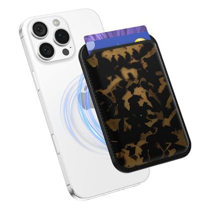 Svanove Tortoise Shell Magnetic Phone Wallet Compatible with Magsafe Wallet for Women, Girl ID Credit Card Holder Wallets for iPhone 17/16/15/14/13/12 Series, Cute Slim Leather Wallets Mag Safe Pocket - color: Turtle