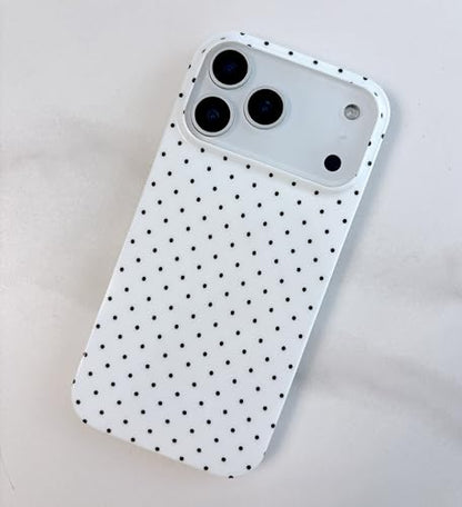Qokey Compatible with iPhone 17 Pro Max Case, Black Polka Dot TPU Glossy Case, Cute Simple Aesthetics Design for Girls Women, Lightweight Soft Slim Protection Fashionable Cover - White - color: Black Dots & White