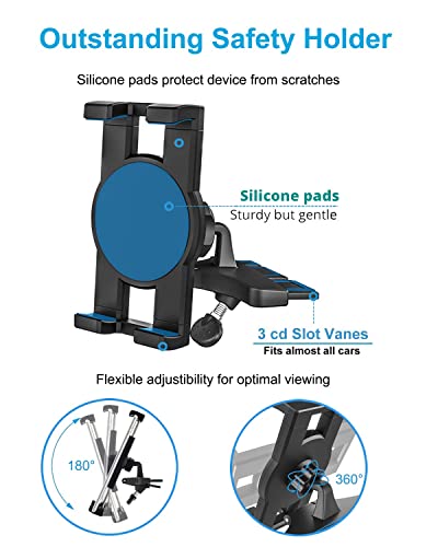CD Slot Car Tablet Mount, Ultra Sturdy CD Tablet Holder for Car with 360° Rotatable, Compatible with iPad Pro, Air, Mini, Galaxy Tabs, Z Fold, Fire HD, Surface Pro, iPhone, 4.7-13" Devices