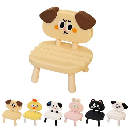 Super Cute Funny Face Animal Chair Cell Phone Stand, Adjustable Mobile Phone Support‌ Holder‌ Cellphone Mount‌ for Desk, Compatible with Phone 17 16 15 14 13, Smartphone, Pad, Tablet-Yellow Dog - color: Yellow Dog