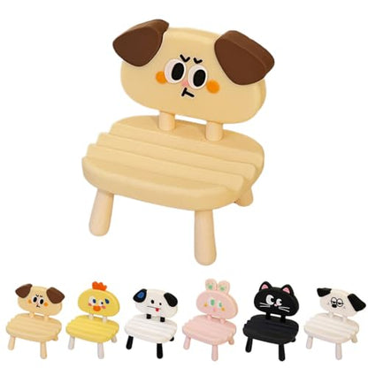 Super Cute Funny Face Animal Chair Cell Phone Stand, Adjustable Mobile Phone Support‌ Holder‌ Cellphone Mount‌ for Desk, Compatible with Phone 17 16 15 14 13, Smartphone, Pad, Tablet-Yellow Dog - color: Yellow Dog