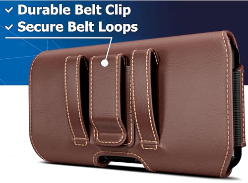 Case for Galaxy S25 Ultra, S24 Ultra 5G, S24 FE, S23 Ultra, S22 Ultra, S21 Ultra, Note 20 Ultra - Cell Phone Belt Holster with Clip Carrying Pouch Holder Cover Brown - color: Brown, size: Samsung Ultra