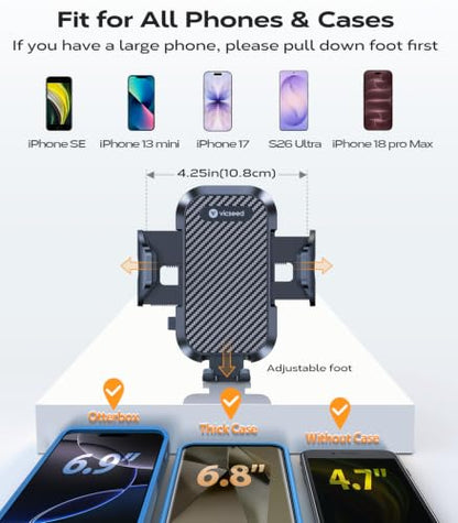 VICSEED 2026 Upgrade Ultra Stable Car Phone Holder Mount [Never Fall Off & Won't Break] Universal Air Vent Phone Mount for Car Easy Clamp Phone Holders for Your Car for iPhone 18 Pro Max 17 16 15 14 - color: Black