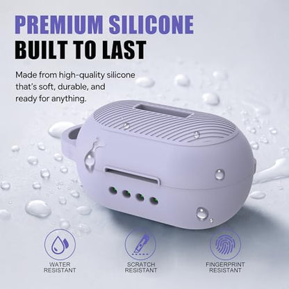 Case for Raycon Everyday Classic Headphones, Shockproof Soft Silicone Case for Raycon Earbuds Bluetooth Wireless, Ultra-Lightweight Protective Cover with Cleaning kit & Keychain, Purple - color: Purple