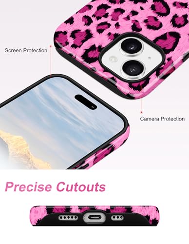 Jusy Magnetic Cheetah Phone Case for iPhone 16 Pro Max,Purple Leopard | Compatible with MagSafe,Cute Aesthetic Tortoise Shell Design,TPU and PC Protective Shockproof Cover - color: Purple Leopard
