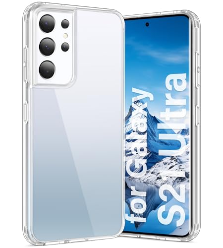 Vakoo Case for Samsung Galaxy S21 Ultra 5G | Clear Anti-Yellowing, Hard Back, Military-Grade Drop Protection, Supports Wireless Charging - Transparent - color: Transparent, size: S21 Ultra