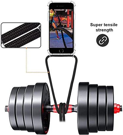 for iPhone 7/8/SE Clear Case Adjustable Shoulder Neck Lanyard Crossbody Strap Phone Cover Women Girls Soft Slim Shockproof Protective Mobile Case for iPhone SE 2020/ iPhone SE 2022 - Black - size: for iPhone 7/8/SE 2020/SE 2022