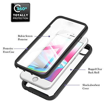 for iPhone 17e/iPhone 16e Case with Screen Protector, Black | Clear Slim Phone Case, 360 Full Body Protective Cover, Rugged PC Shell Shockproof TPU Bumper, Military Heavy Duty Protection - color: Black