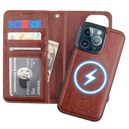 Bocasal for MagSafe Wallet Case Card Holder for iPhone 13 Pro, Brown - color: Brown for MagSafe