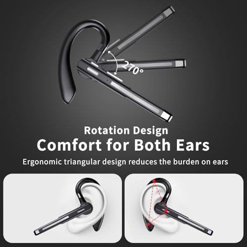 Hsility Bluetoth Earbuds with Mic for Office 270 Degree Rotatble Wireless Earbuds for Truck Driver - color: Sliver