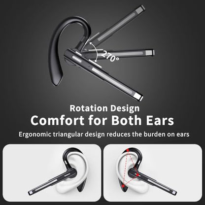 Hsility Bluetoth Earbuds with Mic for Office 270 Degree Rotatble Wireless Earbuds for Truck Driver - color: Sliver