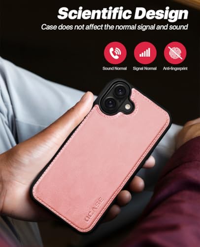 OCASE for iPhone 16 Case Detachable Wallet Case with Card Holder, 2 in 1 Pu Leather Flip Folio with RFID Blocking Stand Wrist Strap Shockproof Phone Cover 6.1 Inch 2024, Light Pink | Removable magnetic case, with hand strap, wireless charging, card slot,