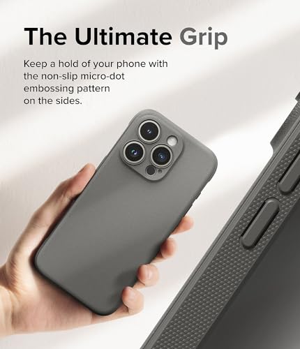 Ringke Onyx for iPhone 15 Pro Max Case, [Feels Good in The Hand] Oil & Dirt Resistant, Individual Lens Covers for Cameras, Non-Slip Enhanced Grip Lightweight Cover - Gray | Anti-Fingerprint Texture, Slim & Lightweight, Full-Coverage Camera Protection, Non