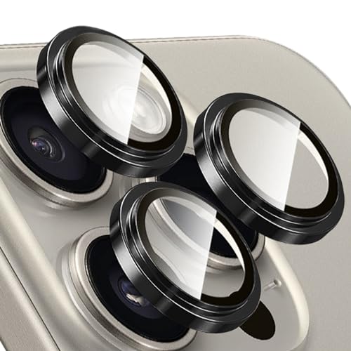 TENOC Camera Lens Protector for iPhone 15 Pro & 15 Pro Max, Black - color: Black