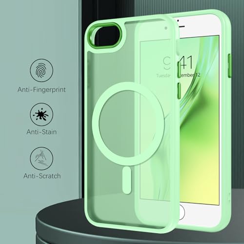 DUEDUE for iPhone 8 Plus Case, iPhone 7 Plus Case Magnetic[Compatible with Magsafe], Translucent Matte Back Protective Cover Shockproof Phone Case for iPhone 7 Plus/8 Plus, Light Green - color: Light Green