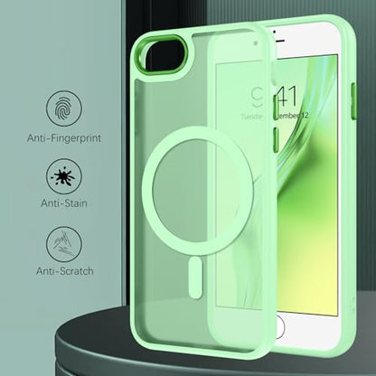 DUEDUE for iPhone 8 Plus Case, iPhone 7 Plus Case Magnetic[Compatible with Magsafe], Translucent Matte Back Protective Cover Shockproof Phone Case for iPhone 7 Plus/8 Plus, Light Green - color: Light Green