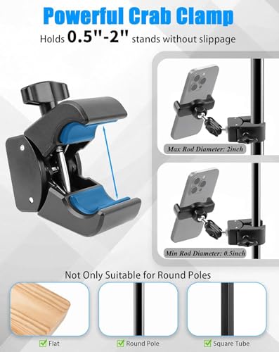 BILIONE Mic Stand Phone Holder Clamp on Treadmill, Bike, Stroller, Drum