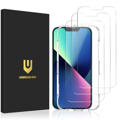 UNBREAKcable 3-Pack Screen Protector for iPhone 13 mini Tempered Glass | Shatterproof, Easy Install, 9H Hardness, 99.99% HD Clear, Bubble-Free, Anti-Fingerprint, Scratch Resistant, Case Friendly - size: iPhone 13 mini